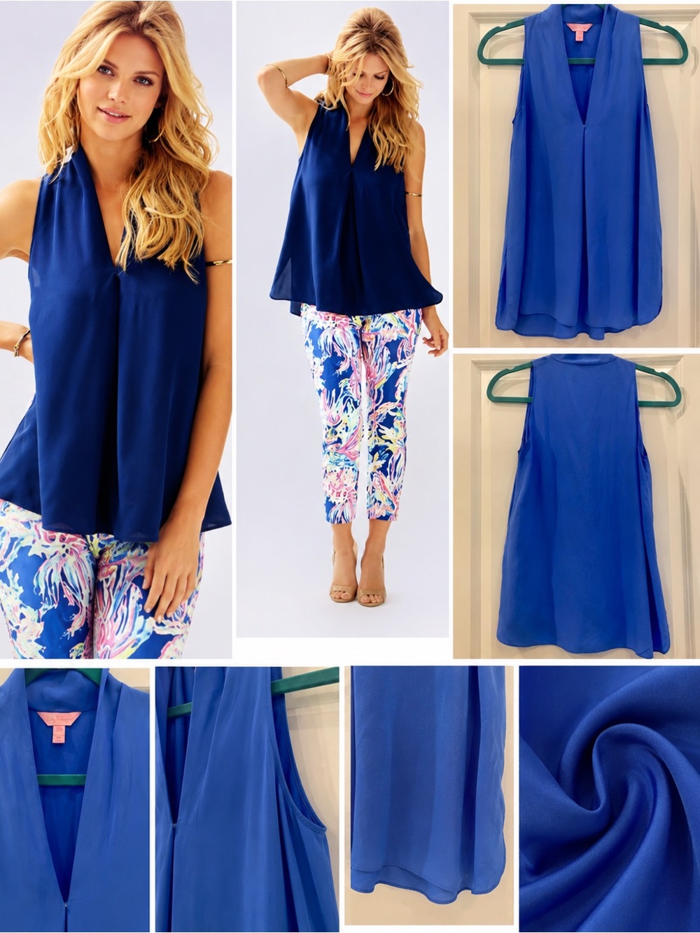 Lilly Pulitzer Nicola Silk Top - Royal Blue Tank XXS